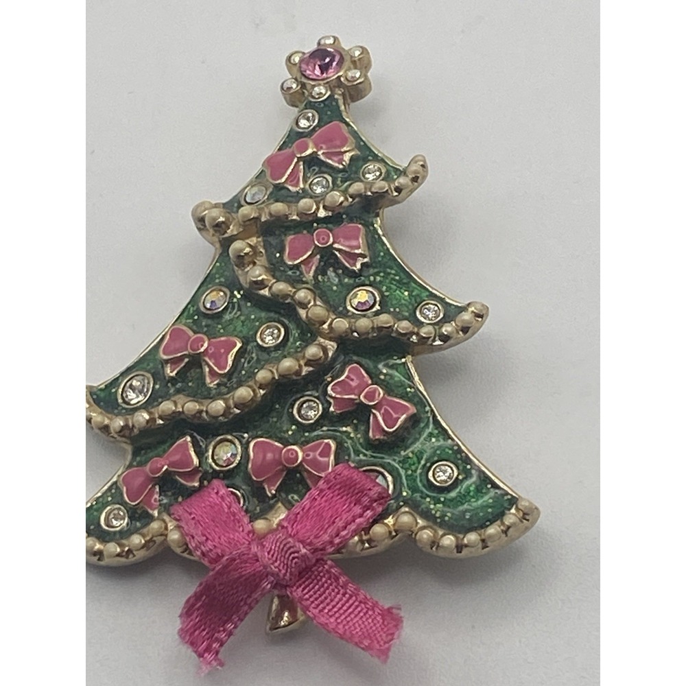 Betsy Johnson Pink And Green 2.5 In Christmas Pin Brooch